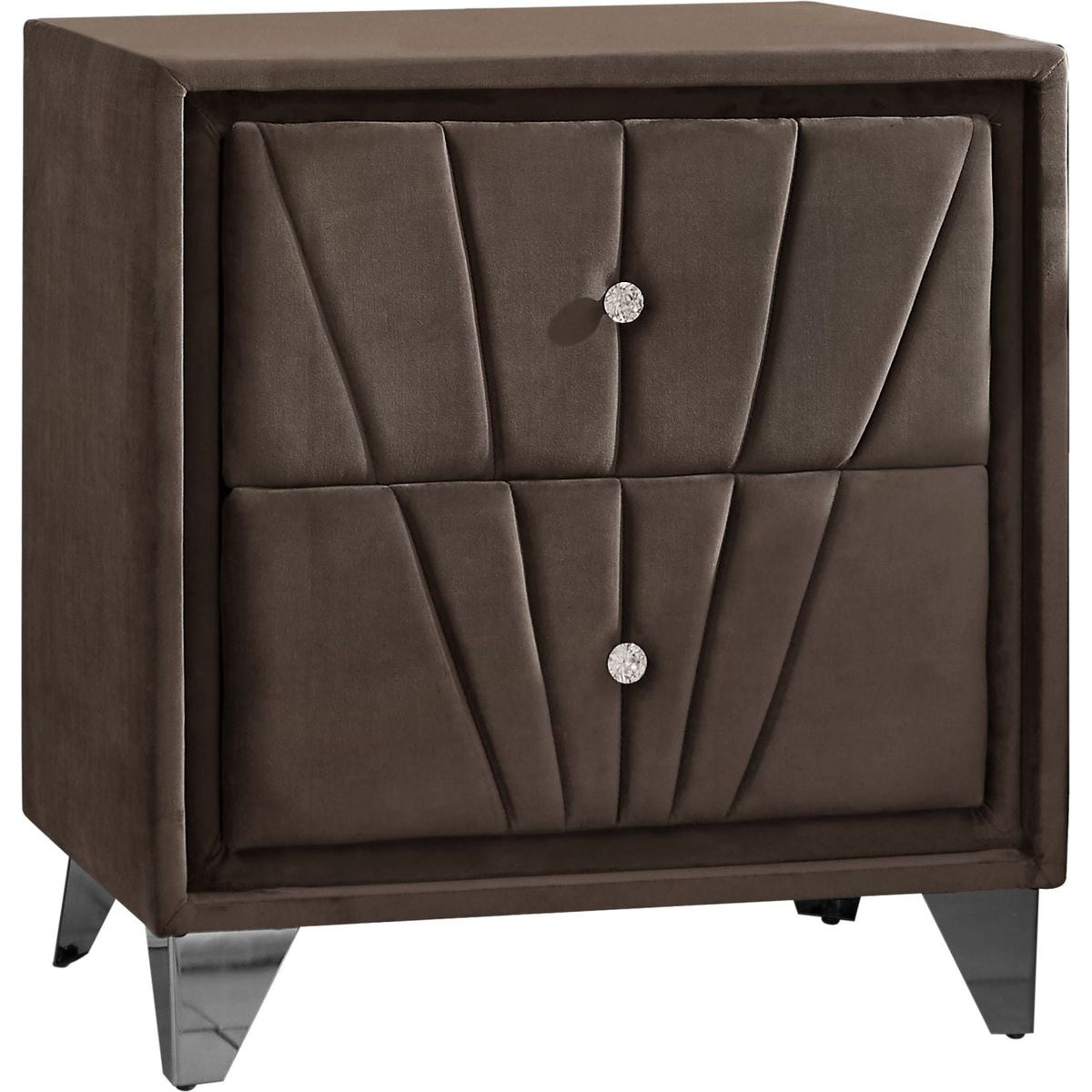 Simple beautiful double-decker nightstand, metal legs with Electroplate, Brown Flannelette