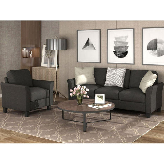 Living Room Furniture chair and 3-seat Sofa (Black)