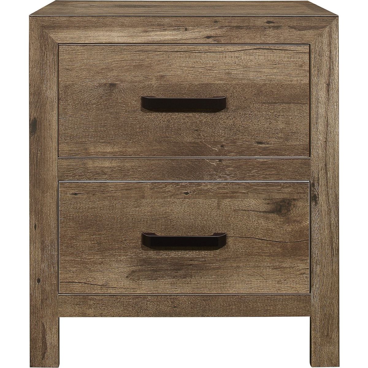 Bedroom Wooden Nightstand 1pc Weathered Pine Finish 2x Drawers Transitional Style Furniture