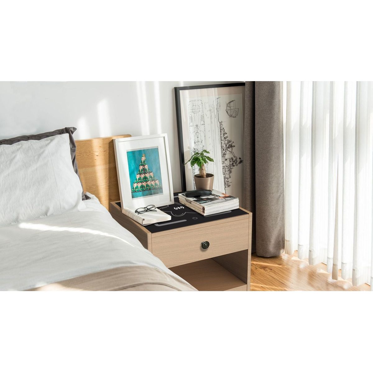 NIGHTSTAND WITH WIRELESS CHARGING STATION