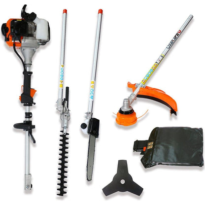 4 in 1 Multi-Functional Trimming Tool, 52CC 2-Cycle Garden Tool System with Gas Pole Saw, Hedge Trimmer, Grass Trimmer, and Brush Cutter