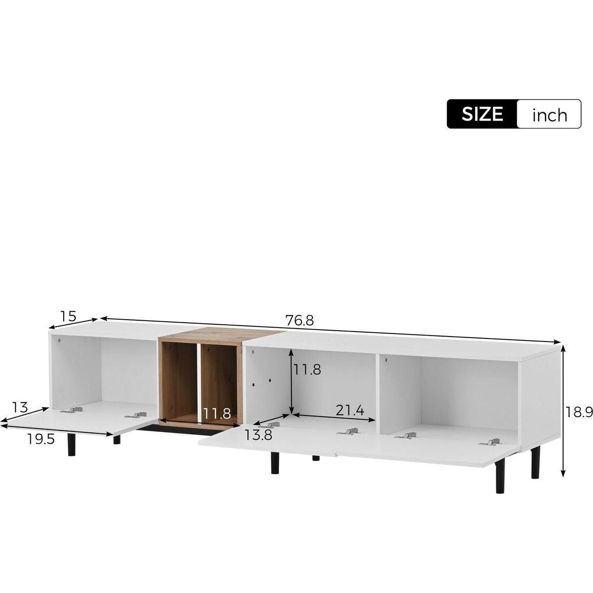 Modern TV Stand for 80" TV with 3 Doors, Media Console Table, Entertainment Center with Large Storage Cabinet for Living Room, Bedroom