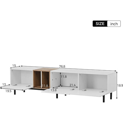 Modern TV Stand for 80" TV with 3 Doors, Media Console Table, Entertainment Center with Large Storage Cabinet for Living Room, Bedroom