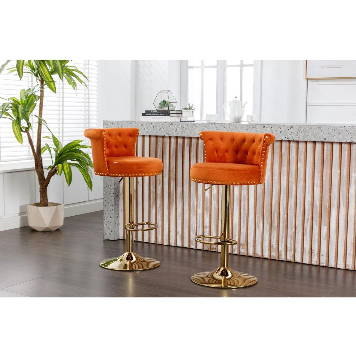 COOLMORE Swivel Bar Stools Set of 2 Adjustable Counter Height Chairs with Footrest for Kitchen, Dining Room 2PC/SET