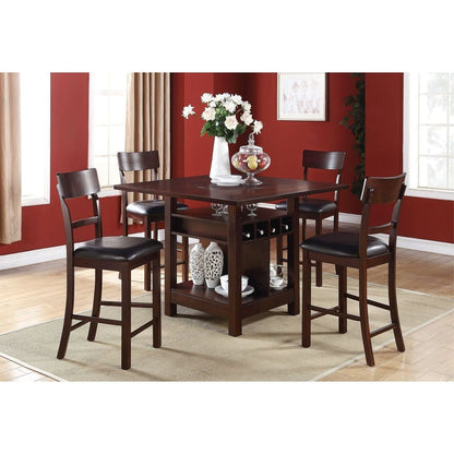 Set of 2 Chairs Dining Room Furniture Dark Brown Cushioned Solid wood Counter Height Chairs