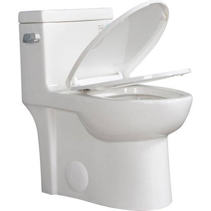 15 1/8 Inch 1.28 GPF 1-Piece Elongated Toilet with Soft-Close Seat - Gloss White 23T03-GW