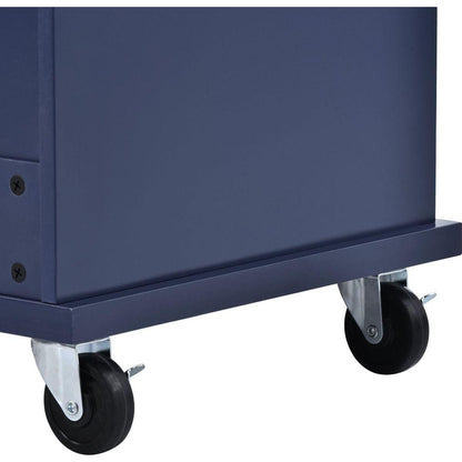 Kitchen Island Cart with Storage Cabinet and Two Locking Wheels,Solid wood desktop,Microwave cabinet,Floor Standing Buffet Server Sideboard for Kitchen Room,Dining Room,, Bathroom(Dark blue)