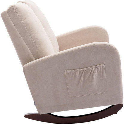 Rocking Chair Upholstered Mid Century Modern Rocker Oversized Wingback Armchair for Living Room