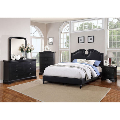 Contemporary Bedroom Furniture Nightstand Black Color 2 x Drawers Bed Side Table Pine wood