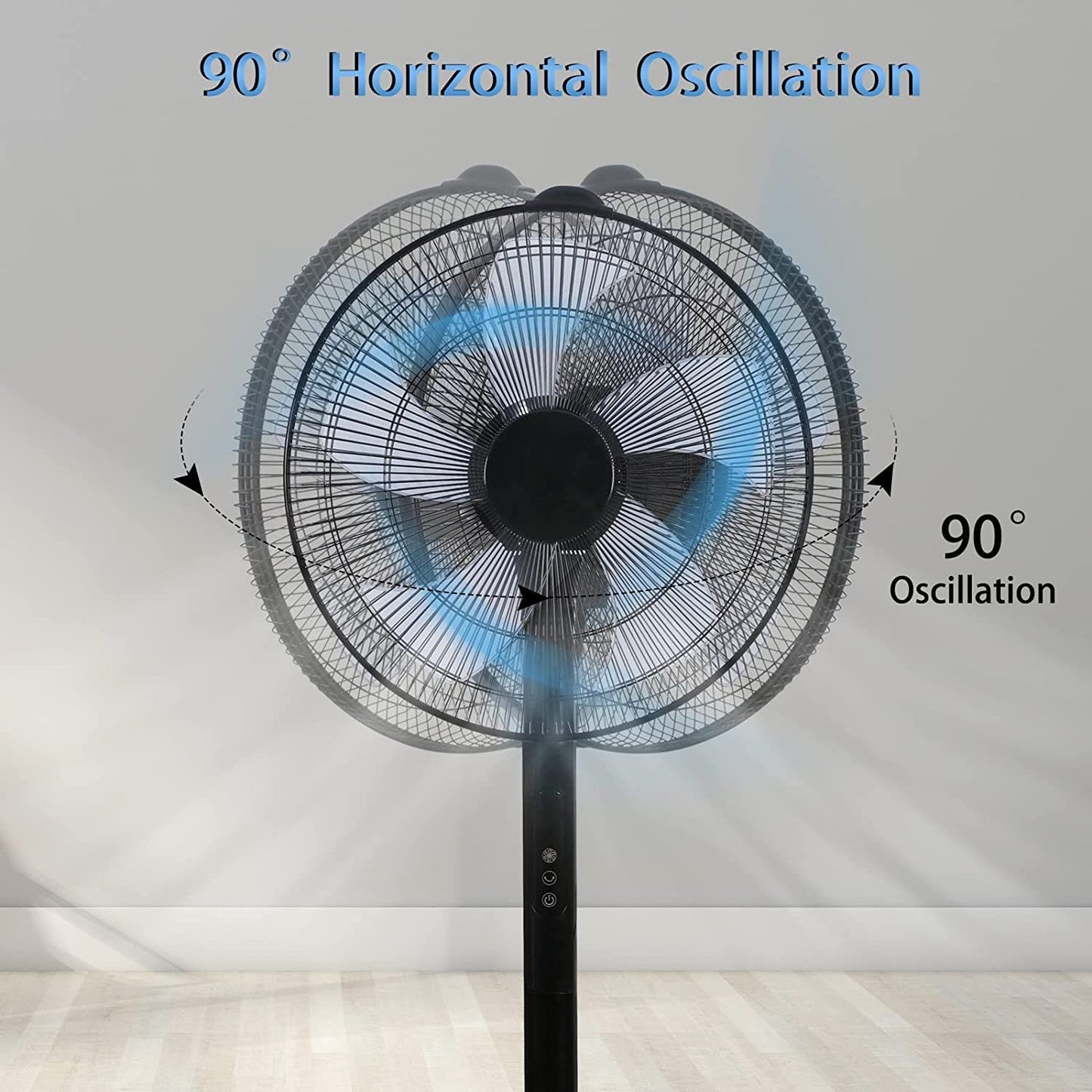 14.5" Adjustable 12 Levels Speed Pedestal Stand Fan with Remote Control for Indoor, Home, Office and College Dorm Use, 90 Degree Horizontal Oscillating, 9 Hours Timer, 14.5 Inch, Black