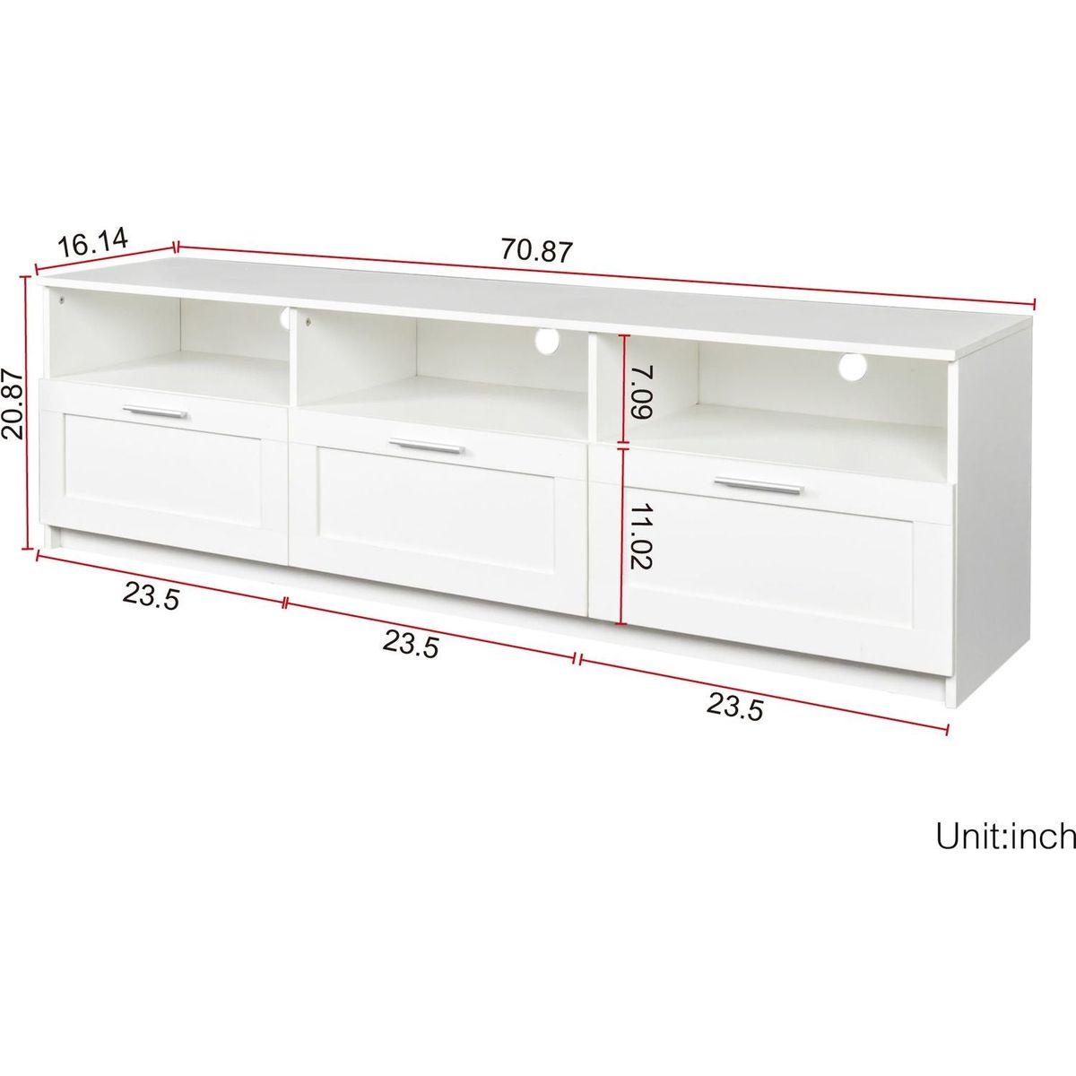 White modern minimalist TV cabinet 80 inch TV stand, open locker Living Room Bedroom