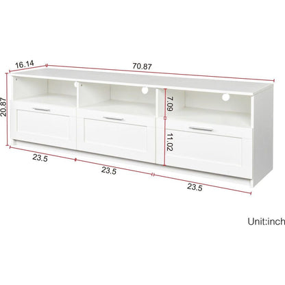 White modern minimalist TV cabinet 80 inch TV stand, open locker Living Room Bedroom