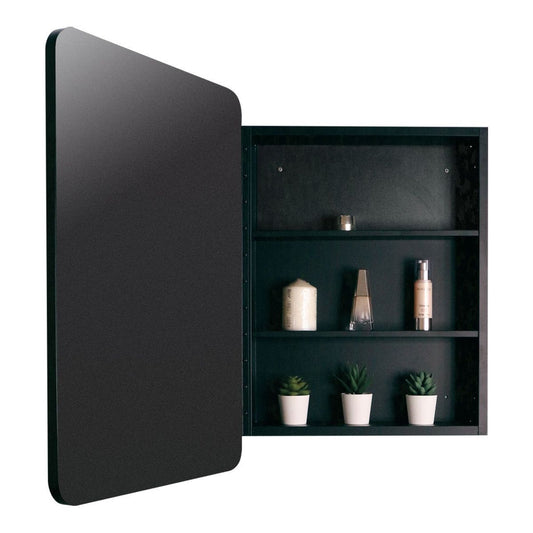 20x28 inch Black Metal Framed Wall mount or Recessed Bathroom Medicine Cabinet with Mirror