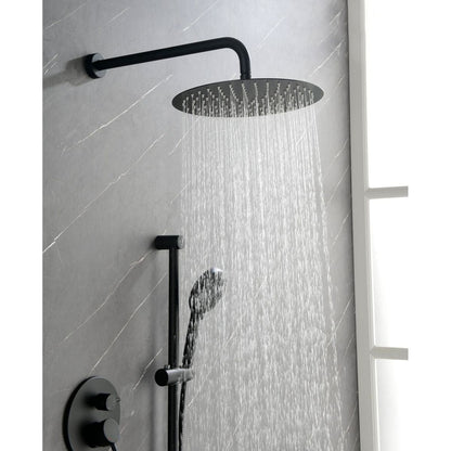 Shower System with Shower Head, Hand Shower, Slide Bar, Bodysprays, Shower Arm, Hose, Valve Trim, and Lever Handles