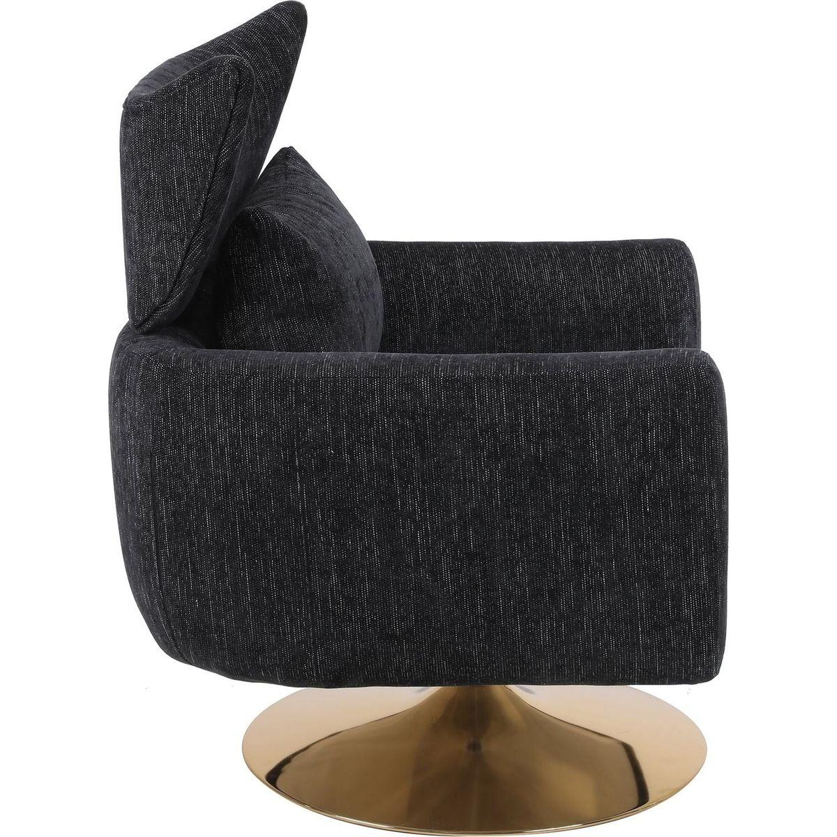 Classic Mid-Century 360-degree Swivel Accent Chair, Black Linen