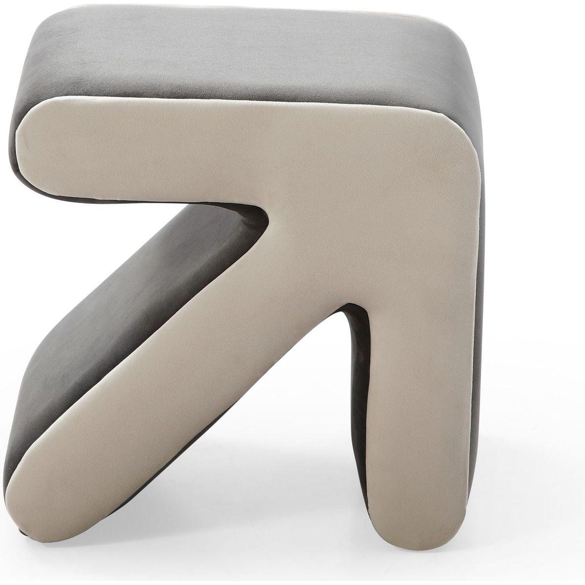 Modern Creative Upholstered Velvet Sofa Stool Kids Stool Shoe Bench Footrest Footstool Multifaceted Stool Ottoman Coffee Table Arrow Design Handicraft Decoration for Living Room Bedroom, Grey+Beige