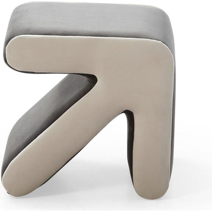 Modern Creative Upholstered Velvet Sofa Stool Kids Stool Shoe Bench Footrest Footstool Multifaceted Stool Ottoman Coffee Table Arrow Design Handicraft Decoration for Living Room Bedroom, Grey+Beige