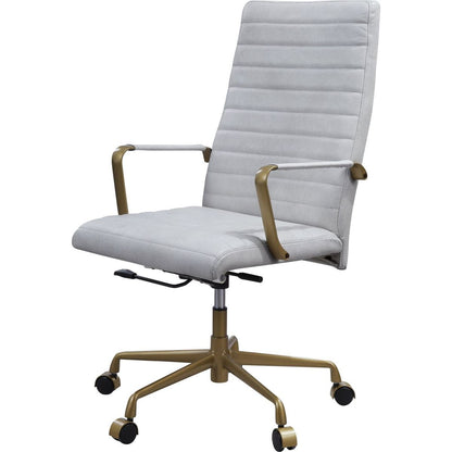 Duralo Office Chair in Vintage White Top Grain Leather