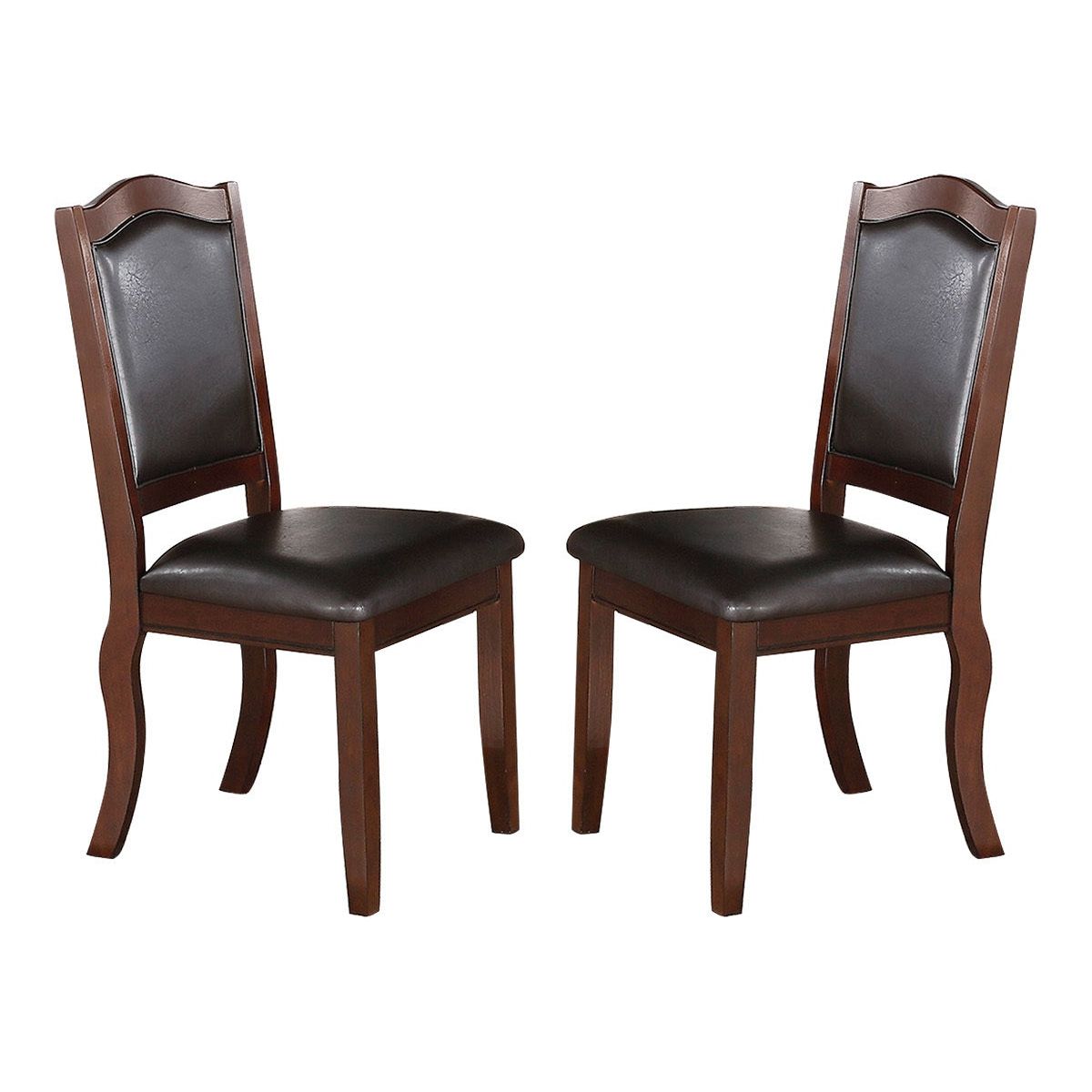 Faux Leather Upholstered Dining Chairs, Brown (Set of 2)