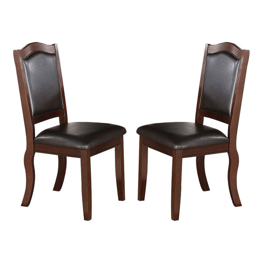 Faux Leather Upholstered Dining Chairs, Brown (Set of 2)