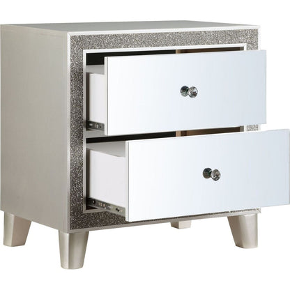 Sliverfluff Nightstand, Mirrored & Champagne Finish