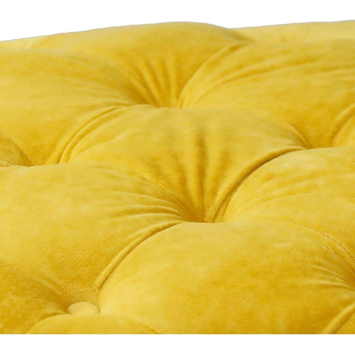 Yellow Modern Velvet Upholstered Ottoman, Exquisite Small End Table, Soft Foot Stool, Dressing Makeup Chair, Comfortable Seat for Living Room, Bedroom, Entrance