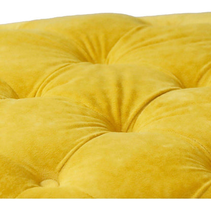 Yellow Modern Velvet Upholstered Ottoman, Exquisite Small End Table, Soft Foot Stool, Dressing Makeup Chair, Comfortable Seat for Living Room, Bedroom, Entrance