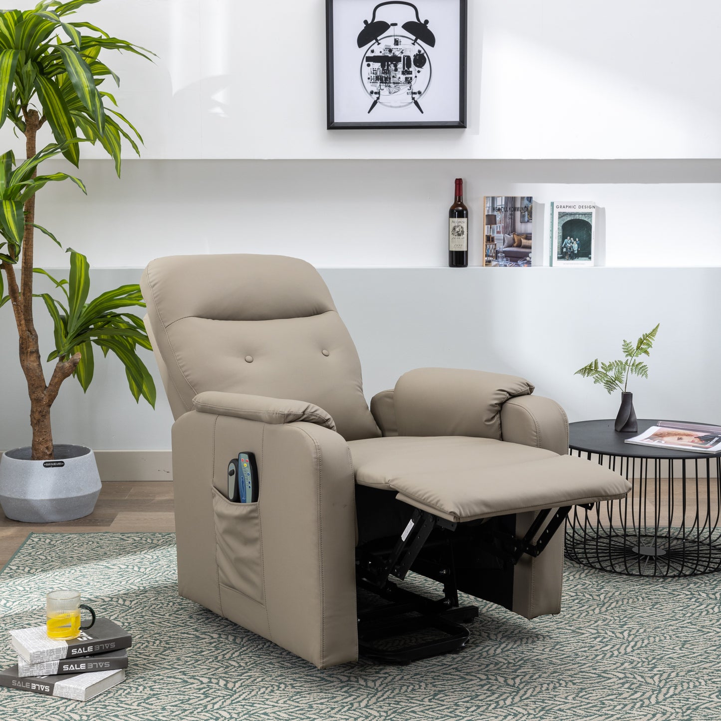 Massage Recliner Chair Electric Power Lift Chairs with Side Pocket, Adjustable Massage and Heating Function for Adults and Seniors, Olive Grey