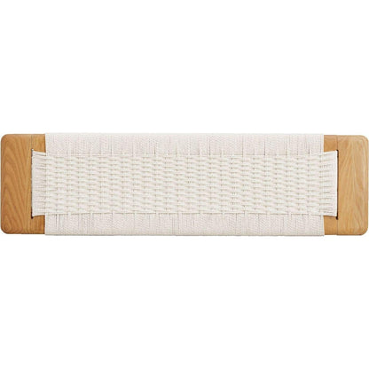Design Natural Oak Wood Dining Bench Bed Bench for Dining Room, Bedroom, Bathroom (White) - Streamdale Furniture