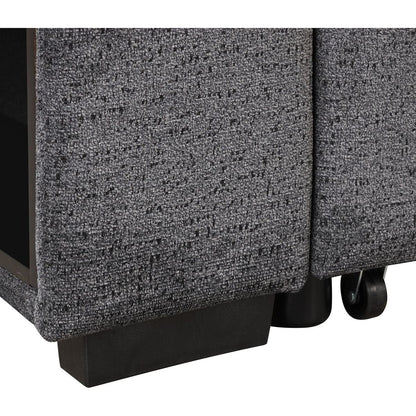 Reversible Sleeper Sectional Sofa Bed with Side Shelf and 2 Stools, Pull-Out L-Shaped Sofa Bed, Corner Sofa-Bed with Storage Chaise Left/Right Hande for Living Room, Blue Black