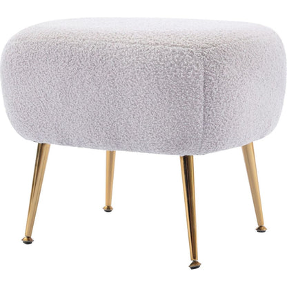 Modern Comfy Leisure Accent Chair, Teddy Short Plush Particle Velvet Armchair with Ottoman for Living Room