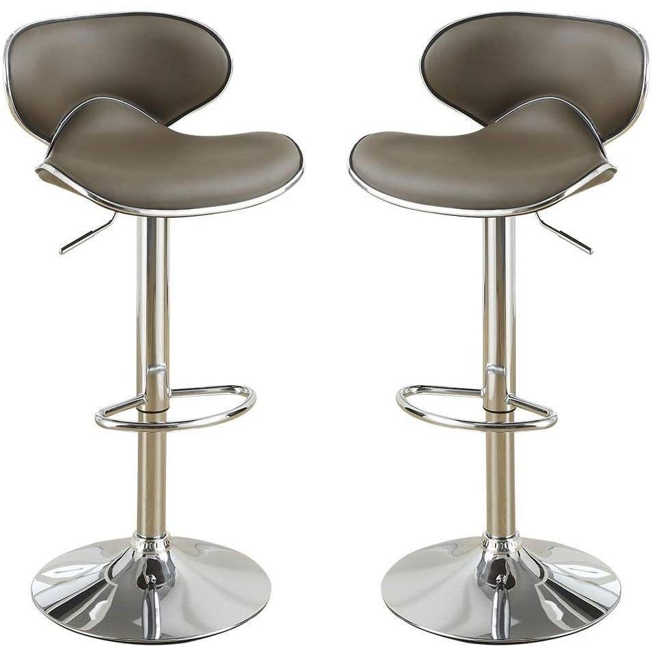 Espresso Faux Leather PVC Bar Stool Counter Height Chairs Set of 2 Adjustable Height Kitchen Island Stools