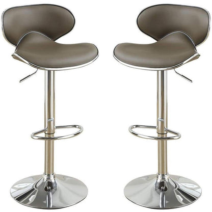 Espresso Faux Leather PVC Bar Stool Counter Height Chairs Set of 2 Adjustable Height Kitchen Island Stools