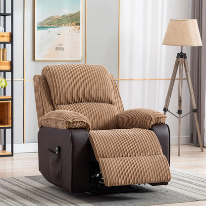 Brown Fabric Recliner Chair Theater Single Recliner Thick Seat and Backrest, suitable for living room, side bags Electric sofa chair, electric remote control.The angle can adjust freely