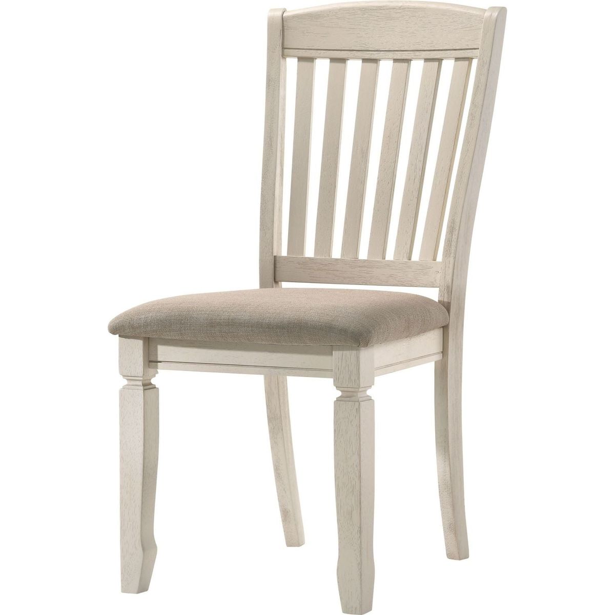 Fedele Side Chair, Tan Fabric & Cream Finish