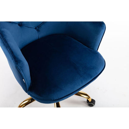 Velvet Swivel Shell Chair for Living Room, Office chair, Modern Leisure Arm Chair Navy