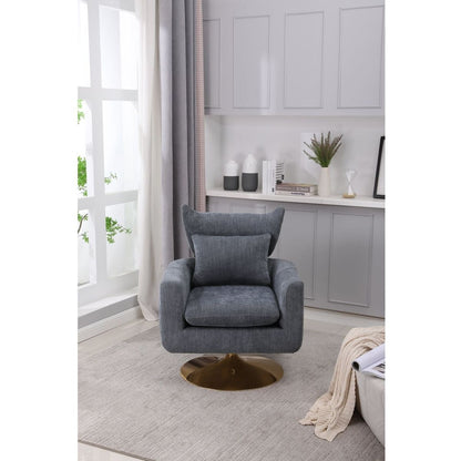 Classic Mid-Century 360-degree Swivel Accent Chair, Dusty Blue Linen