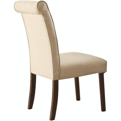 Gasha Side Chair (Set-2) in Beige Linen & Walnut