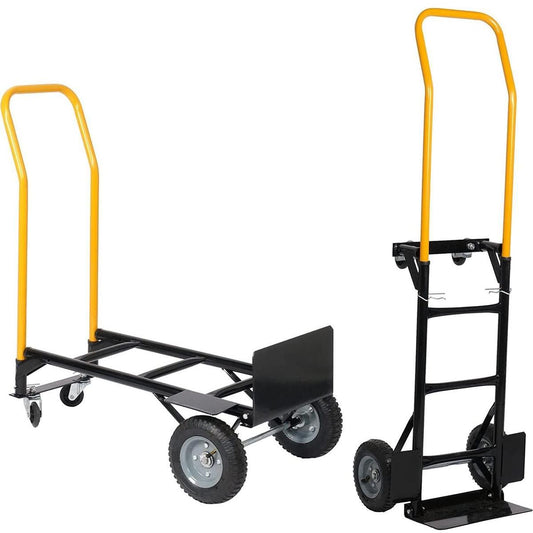 Hand Truck Dual Purpose 2 Wheel Dolly Cart and 4 Wheel Push Cart with Swivel Wheels 330 Lbs Capacity Heavy Duty Platform Cart for Moving/Warehouse/Garden/Grocery - Streamdale Furniture