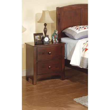 Dark Oak Finish Nightstand 2-Drawers Pine Veneer MDF Wooden 1pc Modern Nightstand