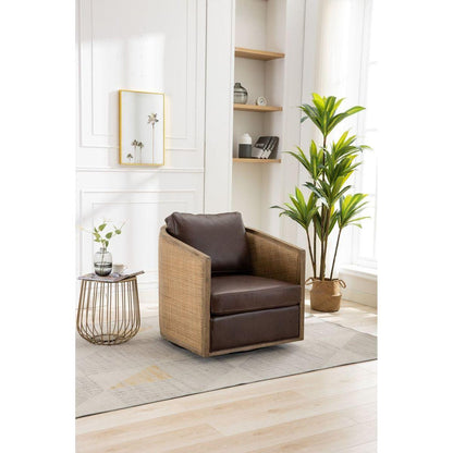 Swivel Barrel Chair, Comfy Round Accent Sofa Chair for Living Room, 360 Degree Swivel Barrel Club Chair, Leisure Arm Chair for Nursery, Hotel, Bedroom, Office, Lounge