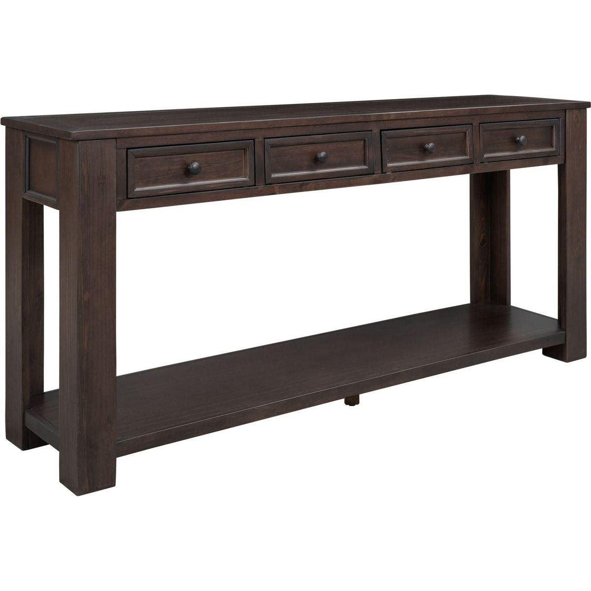 Console Table/Sofa Table with Storage Drawers and Bottom Shelf for Entryway Hallway (Espresso) - Streamdale Furniture