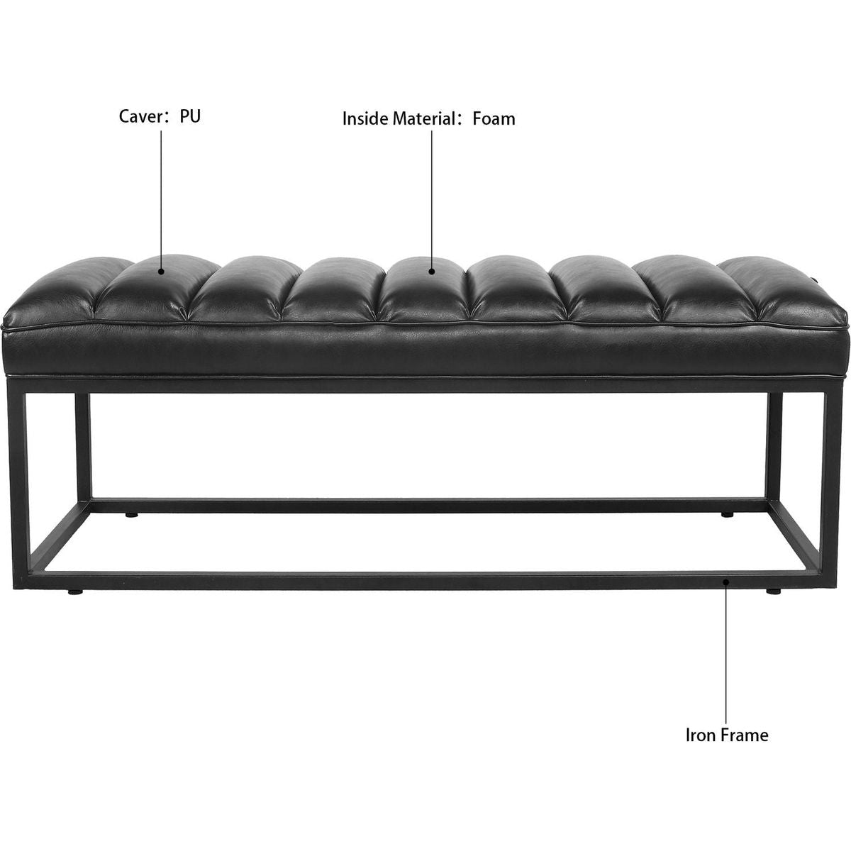 Metal Base Upholstered Bench for Bedroom for Entryway