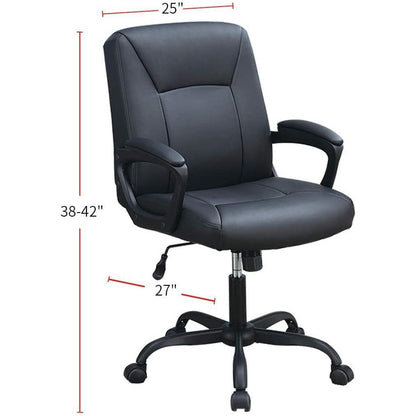 Relax Cushioned Office Chair 1pc Black Upholstered Seat back Adjustable Chair Comfort