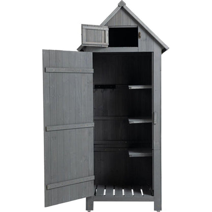 30.3" L X 21.3" W X 70.5" H Outdoor Storage Cabinet Tool Shed Wooden Garden Shed Gray