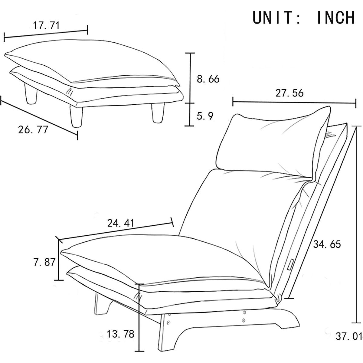Lazy sofa balcony leisure chair bedroom sofa chair foldable reclining chair leisure single sofa functional chair
