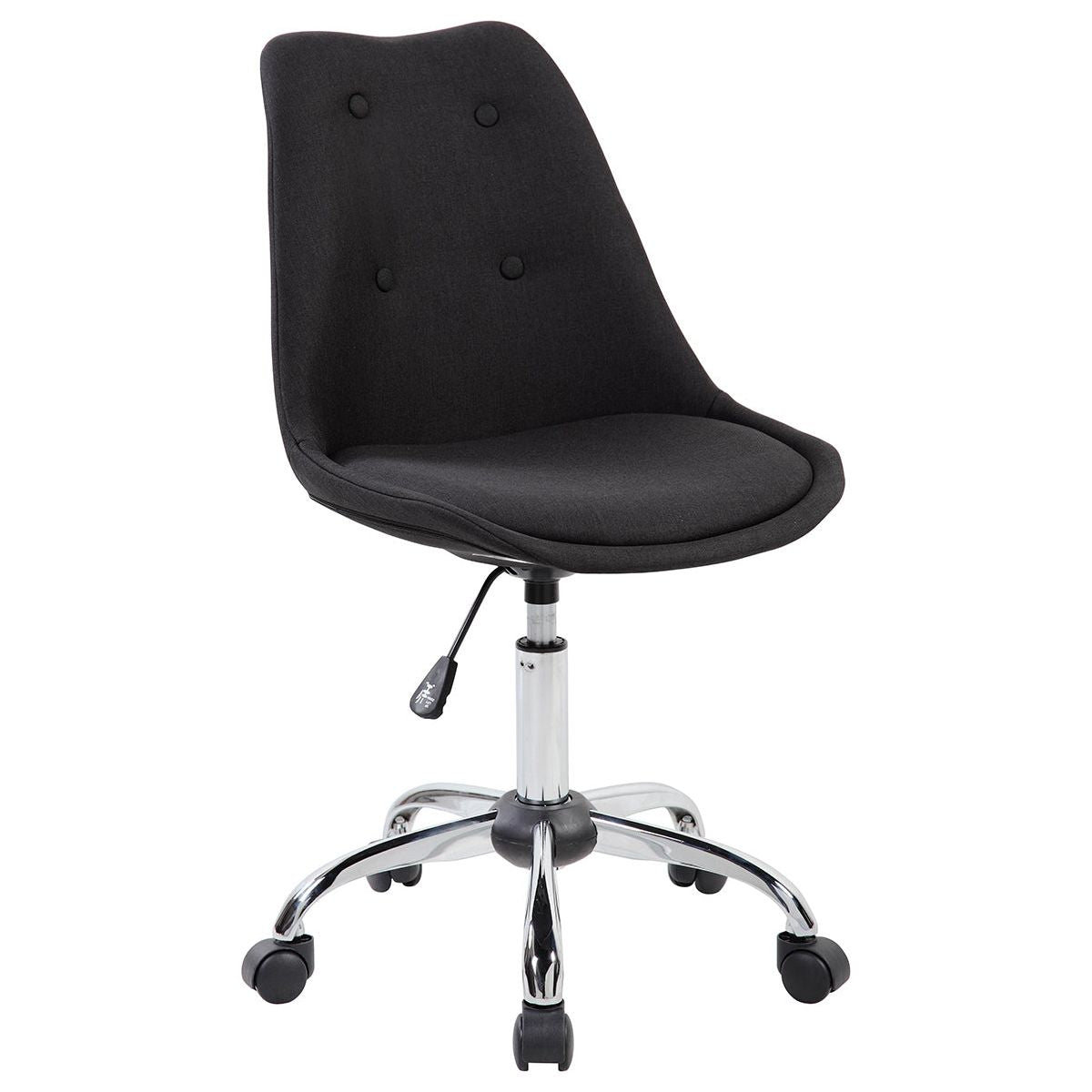 Armless Task Chair with Buttons, Black