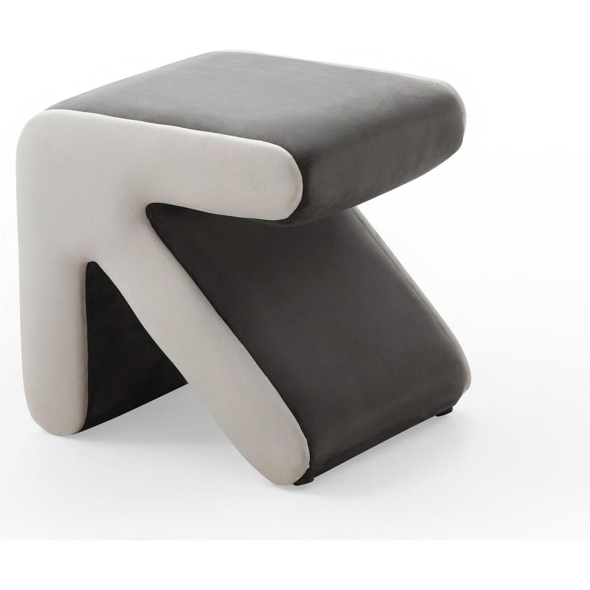 Modern Creative Upholstered Velvet Sofa Stool Kids Stool Shoe Bench Footrest Footstool Multifaceted Stool Ottoman Coffee Table Arrow Design Handicraft Decoration for Living Room Bedroom, Grey+Beige