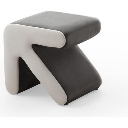 Modern Creative Upholstered Velvet Sofa Stool Kids Stool Shoe Bench Footrest Footstool Multifaceted Stool Ottoman Coffee Table Arrow Design Handicraft Decoration for Living Room Bedroom, Grey+Beige