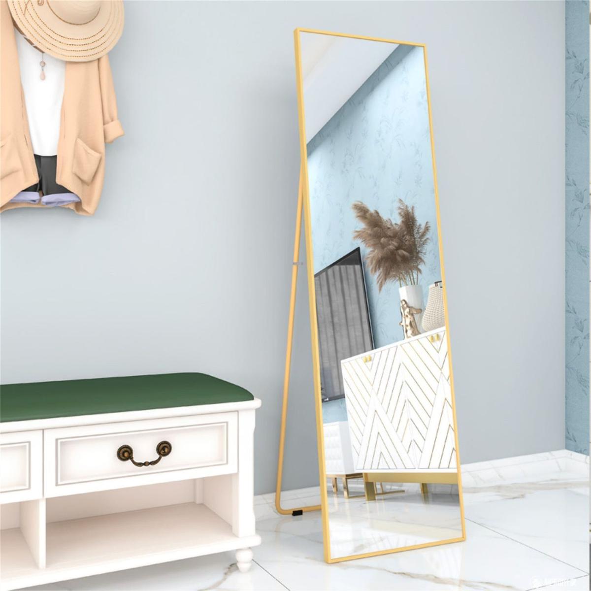 Wall-Mounted Alloy Frame Full Length Mirror, Golden